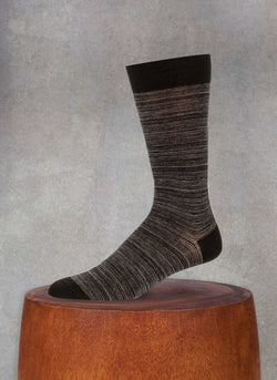 Merino Wool Thin Stripe Sock in Black and Charcoal