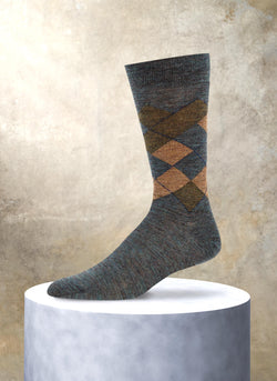 Merino Wool Argyle Sock in Teal
