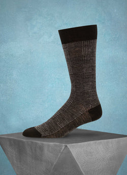 Merino Wool Plaid Sock in Black