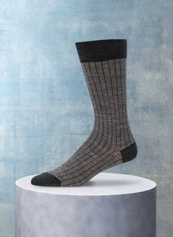 Merino Wool Herringbone Sock in Teal and Charcoal