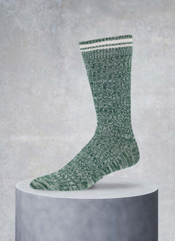 Twisted Solid Cotton Sock in Green