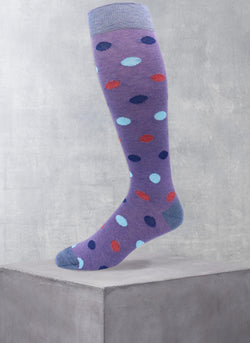 Mille Righe Over the Calf Dot Sock in Light Blue and Lavender