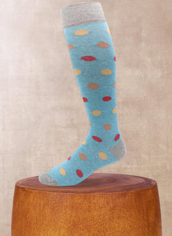 Mille Righe Over the Calf Dot Sock in Light Grey and Light Blue