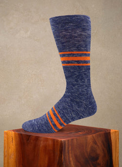 Mélange Retro Stripe Sock in Denim