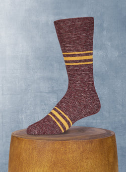 Mélange Retro Stripe Sock in Burgundy