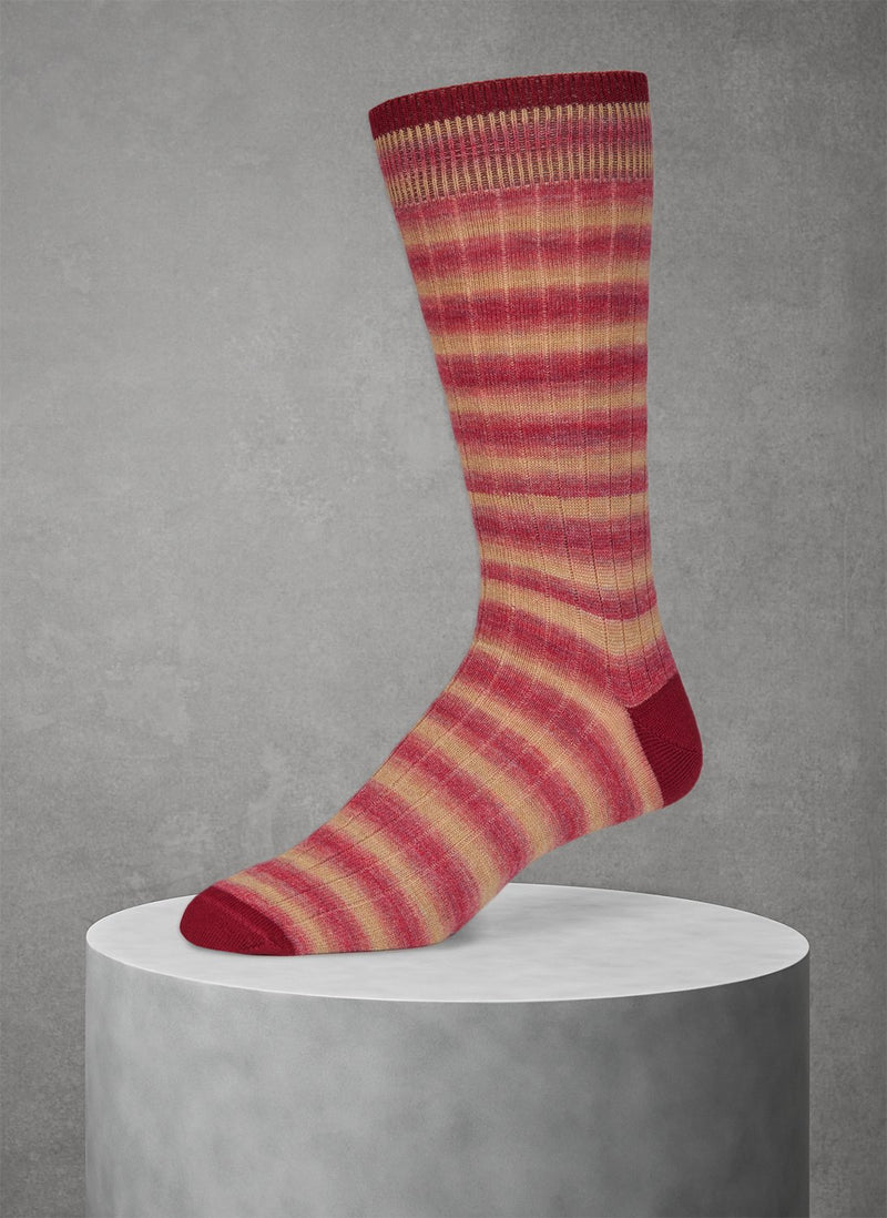 Merino Wool Rugby Spacedye Sock in Red