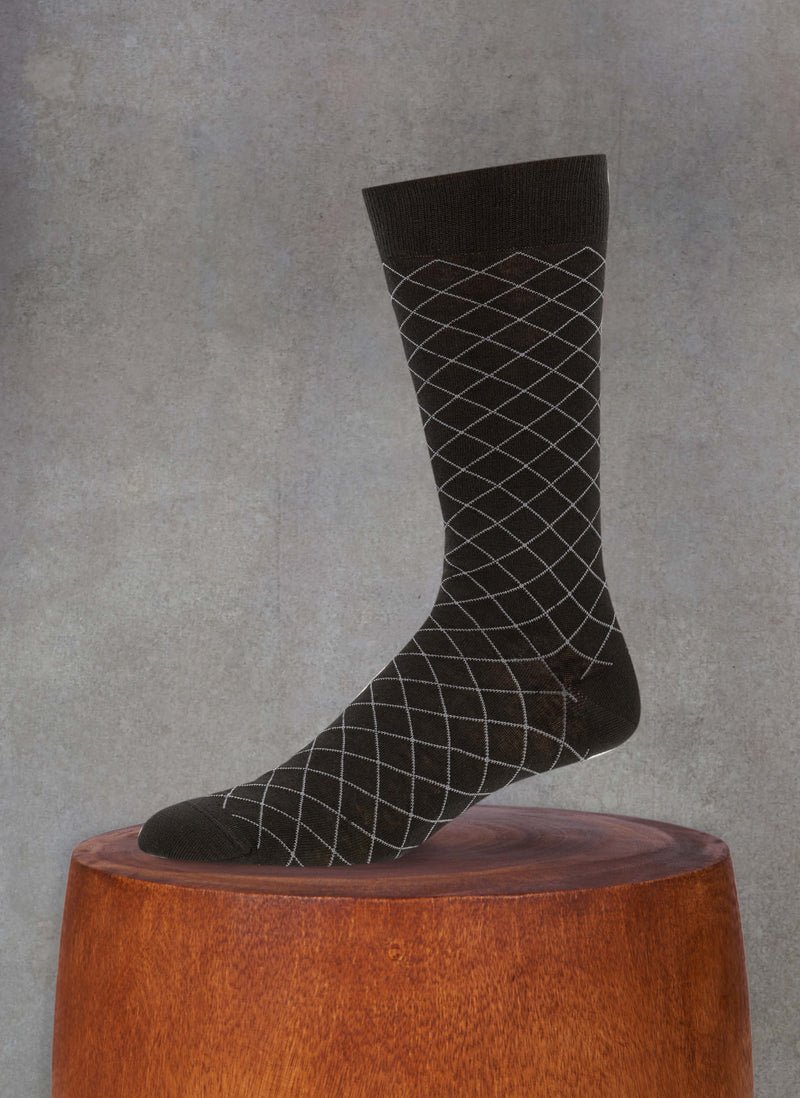 Merino Wool Diamonds Sock in Black