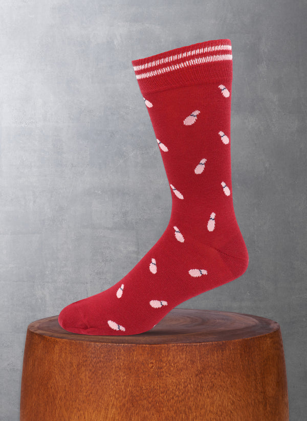Bowling Pins Sock in Red