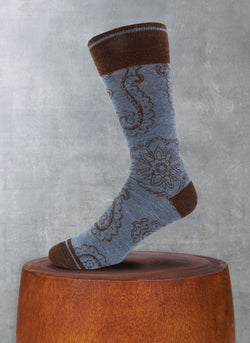 Merino Wool Large Paisley Sock in Brown