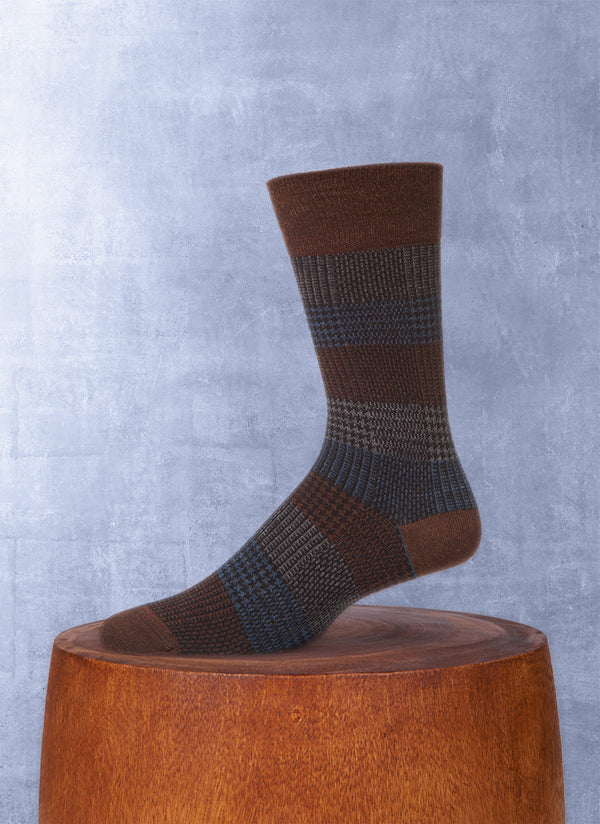 Merino Wool Plaid Sock in Denim