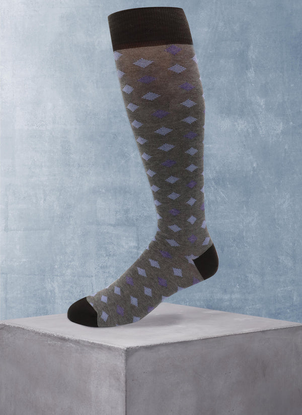 Mille Righe Over the Calf Diamonds Sock in Charcoal