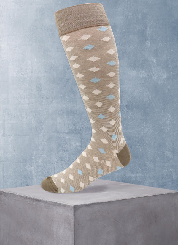 Mille Righe Over the Calf Diamonds Sock in Taupe