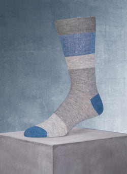 Block Stripe Cotton/Coolmax® in Medium Grey Sock