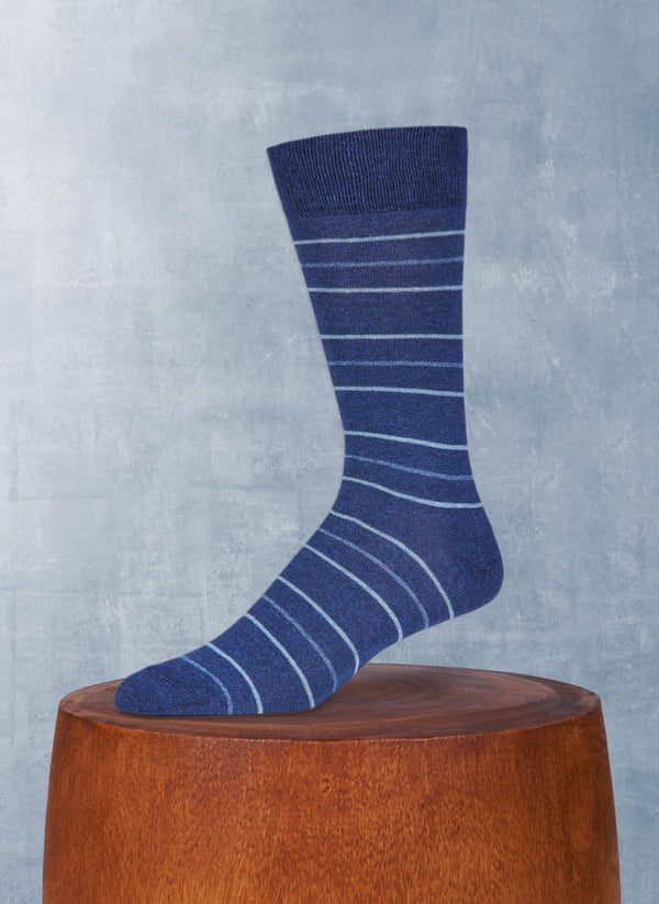 Jaspe Tri Stripe Cotton Sock in Royal Blue