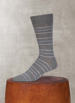 Jaspe Tri Stripe Cotton Sock in Grey