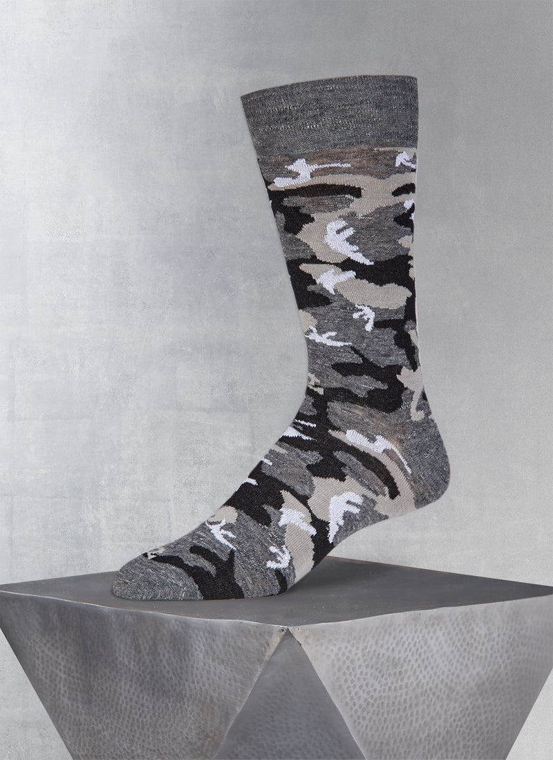 Lurex Camo Sock in Charcoal