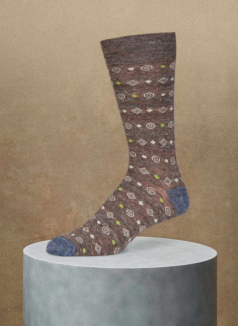 Pigmento Diamond Circle Sock in Brown