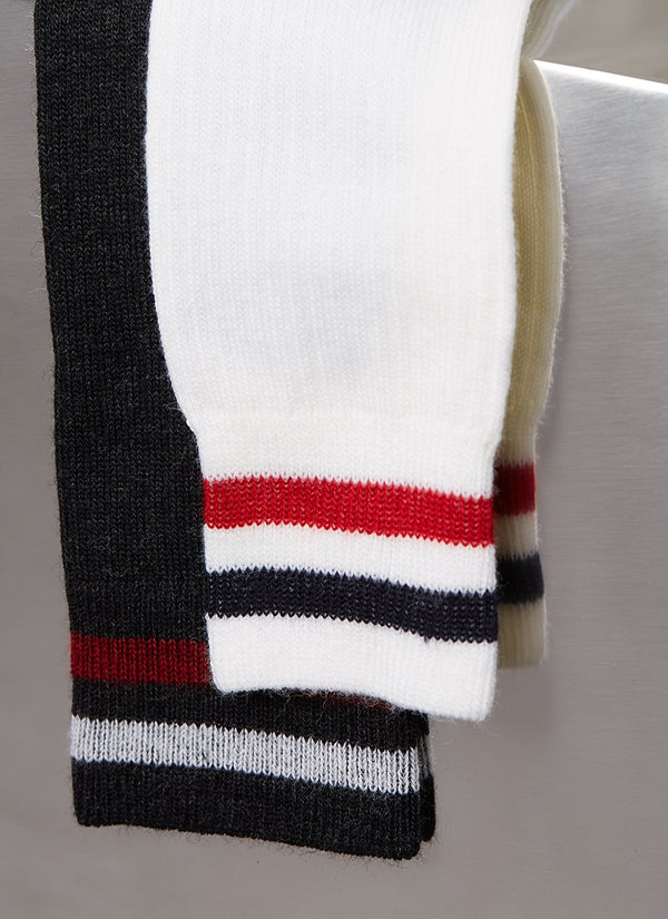 Grouping of Merino Wool Collegiate Rib Sock in Ivory, Merino Wool Collegiate Rib Sock in  Heather Charcoal