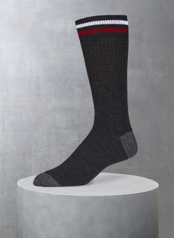 Merino Wool Collegiate Rib Sock in Heather Charcoal