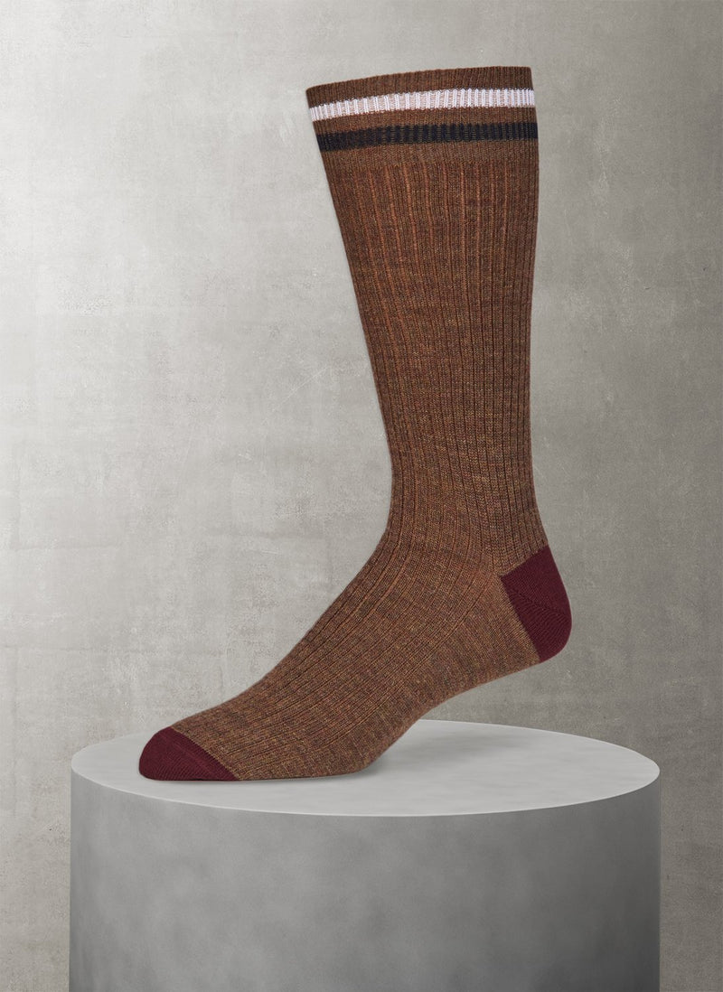 Merino Wool Collegiate Rib Sock in Heather Taupe