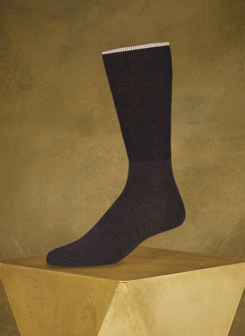 Merino 2X Rib Sock in Brown