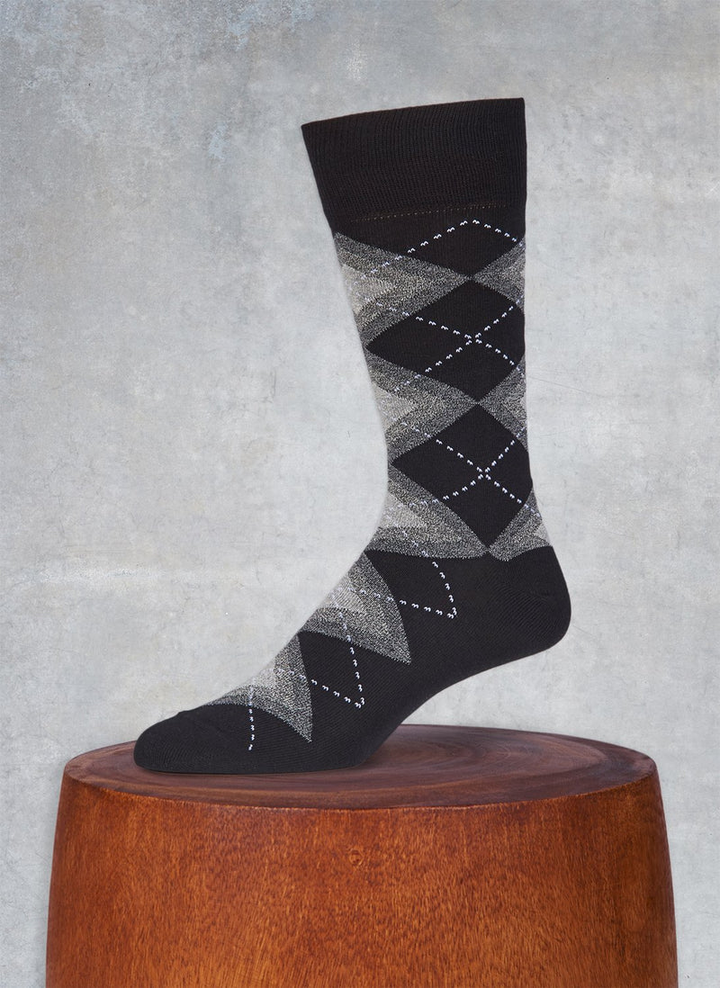 Big and Tall Jaspe Ombre Argyle Sock in Black