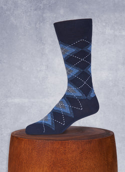 Big and Tall Jaspe Ombre Argyle Sock in Navy