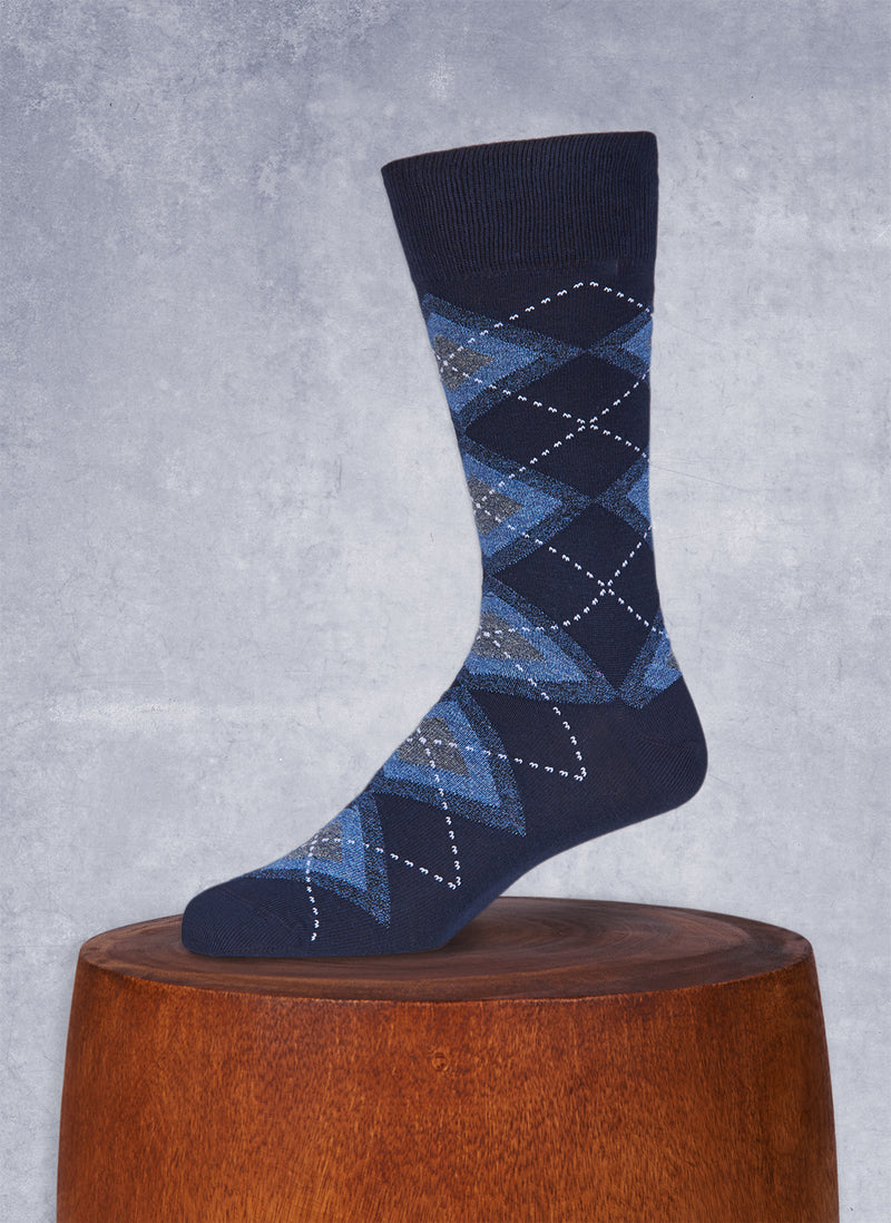 Big and Tall Jaspe Ombre Argyle Sock in Navy