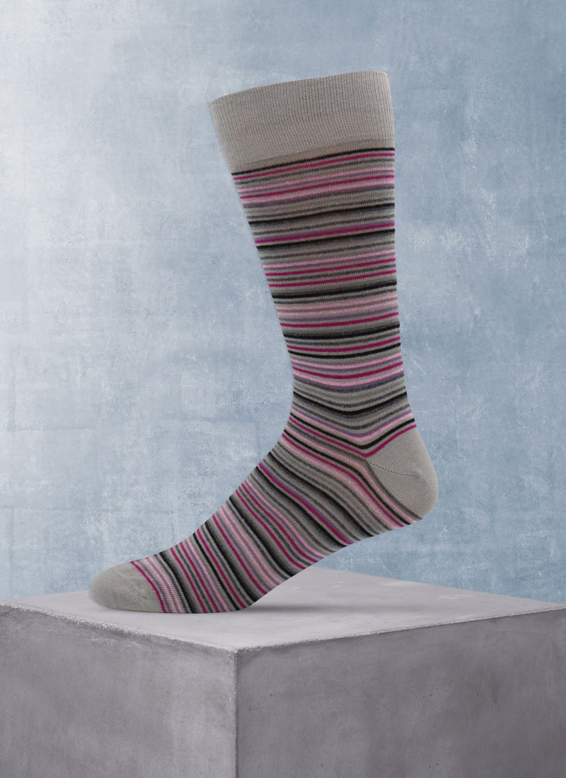 Multi Stripe Thin Stripe Sock in Grey