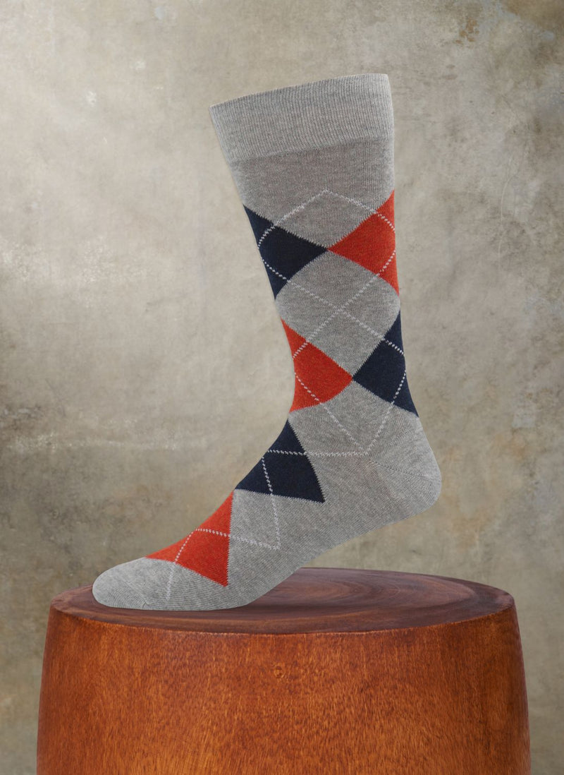 Argyle Sock in Light Grey