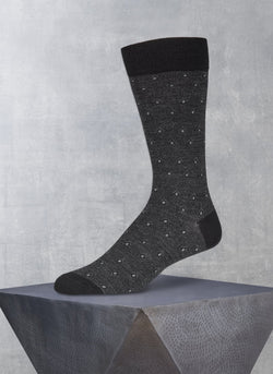 Merino Wool Diamond Birdseye Sock in Black
