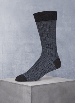 Merino Wool Herringbone Sock in Heather Charcoal