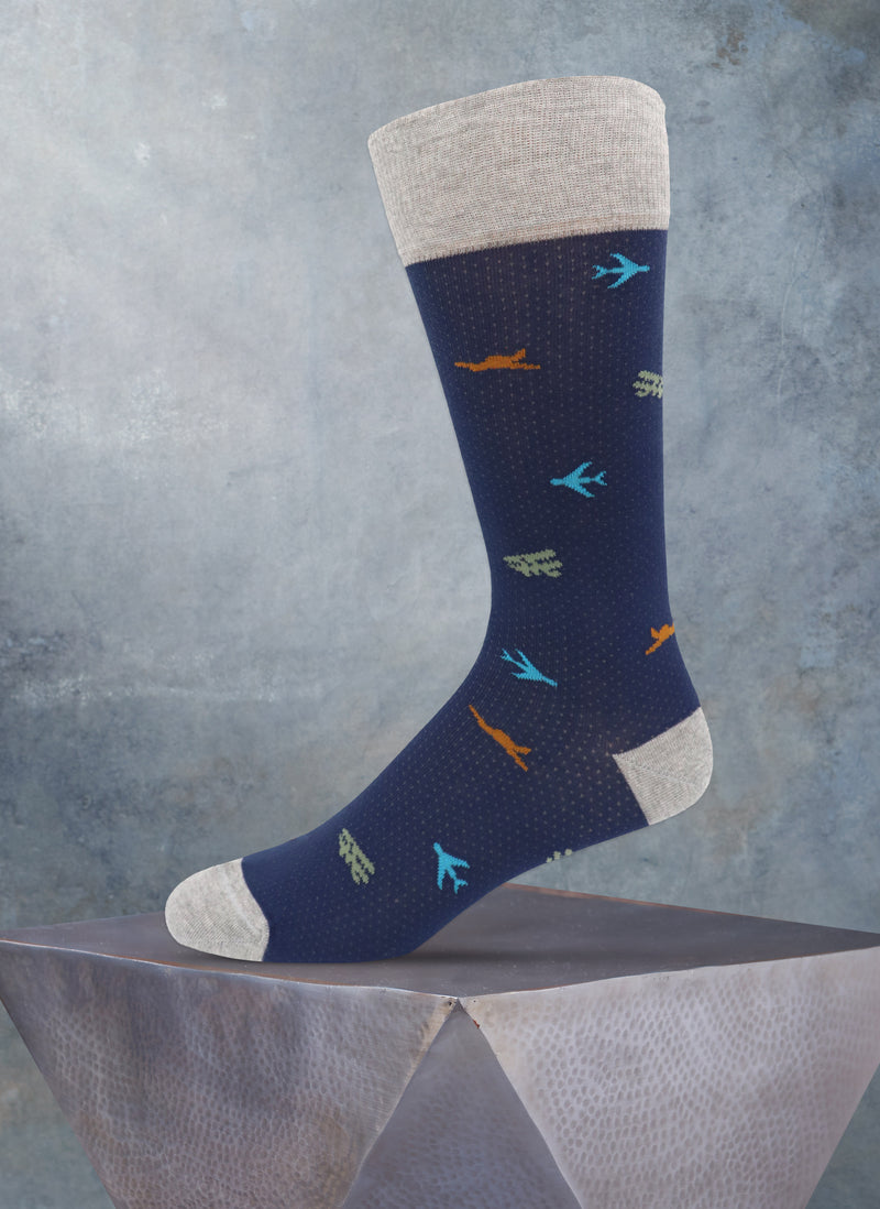 Vintage Planes Sock in Navy