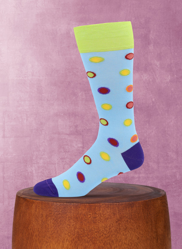 Outlined Dot Sock in Light Blue