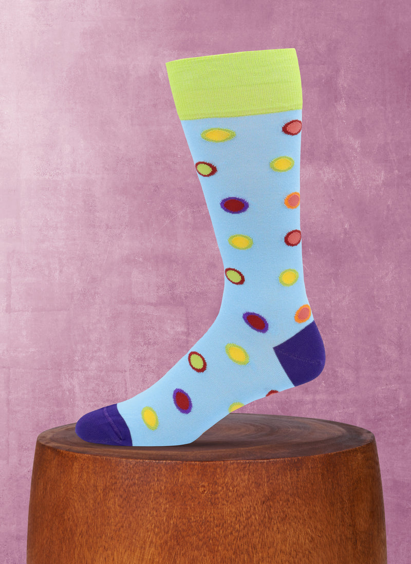 Outlined Dot Sock in Light Blue