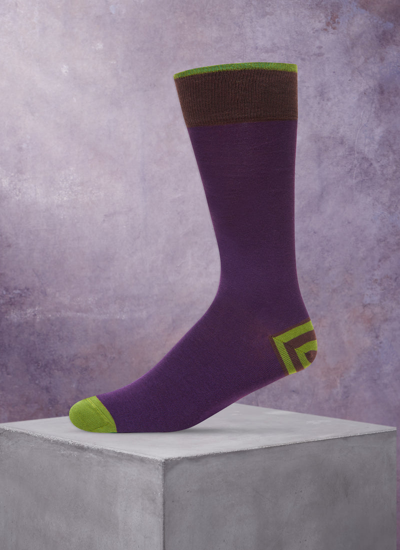 Chevron Heel Sock in Dark Purple