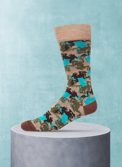 Camo Frog Sock in Taupe