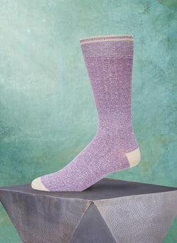 Supple Italian Linen Solid Rib Sock in Purple
