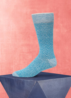 Supple Italian Linen ZigZag Sock in Teal