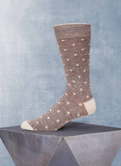 Supple Italian Linen Dots Sock in Brown