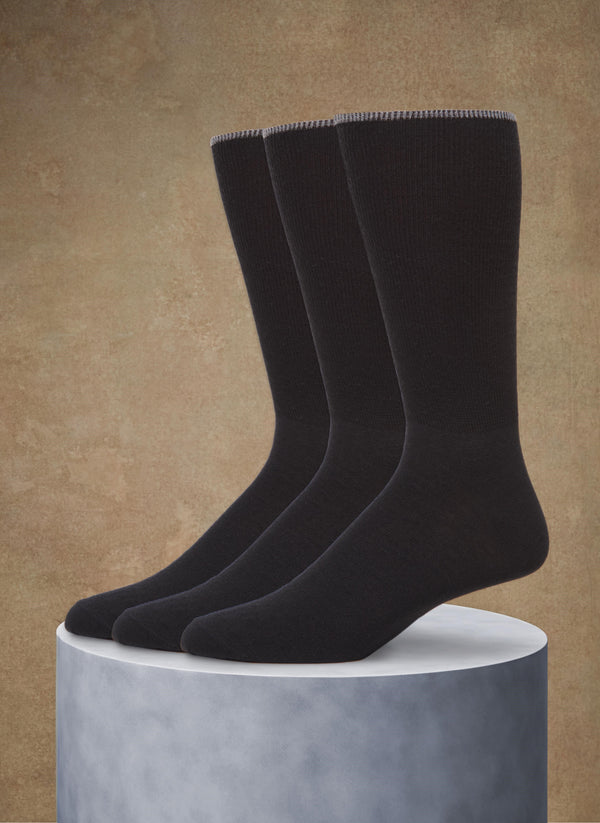 3-Pack Italian Merino Wool 2X1 Socks in Black