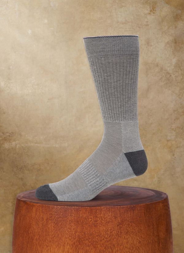 3-Pack Organic Cotton Mid-Calf Sport Socks in Solid Grey