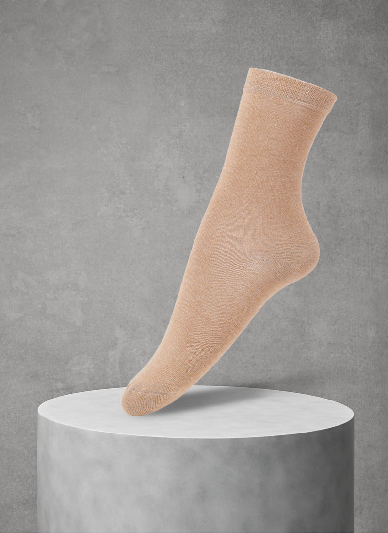 3-Pack Women's Solid Socks in Pink/Taupe/White