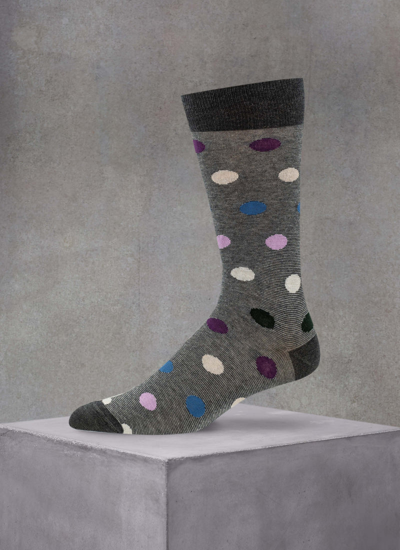 Mille Righe Dot Cotton Sock in Charcoal