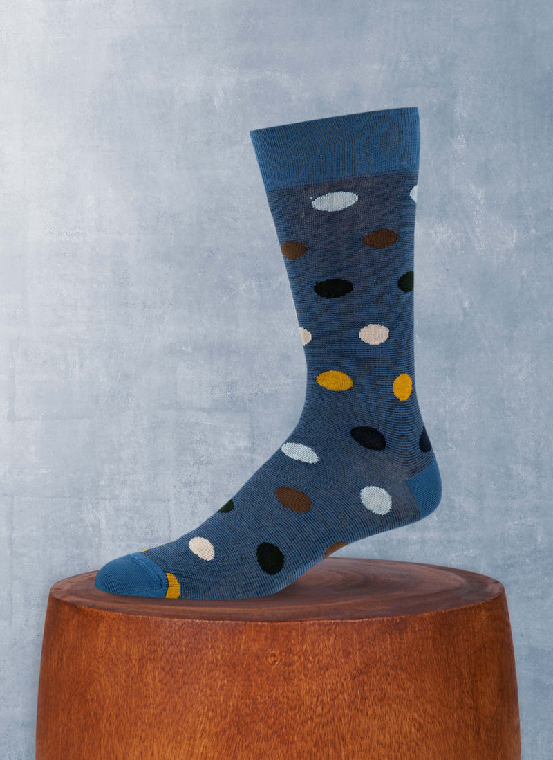 Mille Righe Dot Cotton Sock in Royal Blue