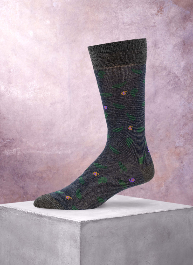 Paisley Mille Righe Cotton Sock in Grey