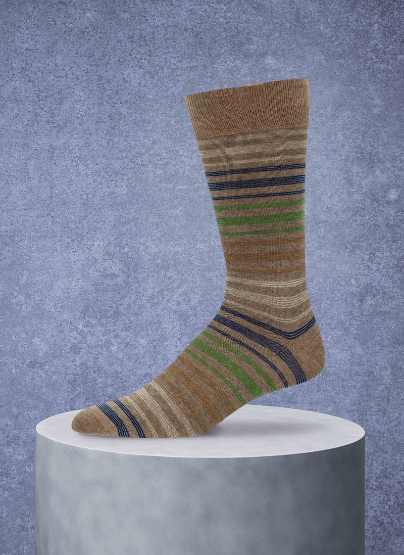 Multi Mille Righe Stripe Sock in Taupe