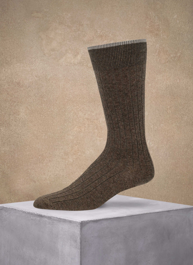 Solid Rib 8x2 Cotton Sock in Brown