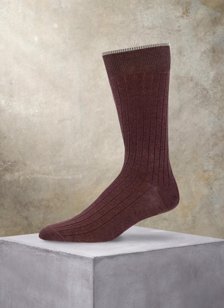 Solid Rib 8x2 Cotton Sock in Bordeaux – Lorenzo Uomo
