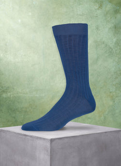 100% Cashmere Crew Sock in Steel Blue